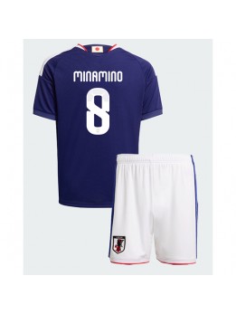 Otroški Nogometna dresi replika Japonska Takumi Minamino #8 Domači SP 2026 Kratek rokav (+ hlače)